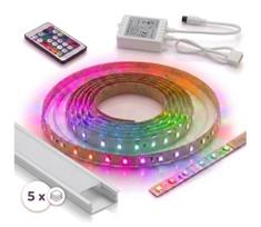 RINKINYS 1x skaitmeninė LED RGBW juosta LED/16,5W/230V 5 m + 5x įleidžiamas profilis 1 m + nuotolinio valdymo pultas