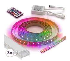 Rinkinys: 1x DIGITAL RGBW LED juosta LED/9,6W/230V, 3 m + 3x įleidžiami profiliai po 1 m + nuotolinis pultas