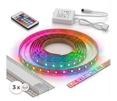 RINKINYS 1x LED RGBW juosta DIGITAL LED/9,6W/230V 3 m + 3x įleidžiamas profilis 1 m + nuotolinio valdymo pultas