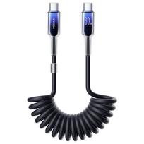 Joyroom S-A43 Crystal-Clear Series 60W USB-C - USB-C spiralinis laidas 1.5m - juodas