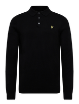 Lyle & Scott - Cotton Merino Long Sleeve Knitted Polo - Marškinėliai ilgomis rankovėmis - Juoda