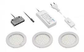 3 "Castello" LED šviestuvų rinkinys, pirmasis jungiklis, maitinimo šaltinis 15 W, 12 V nuo