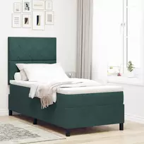 Kiemas lova su čiužiniu Tamsiai žalia 90 x 190 cm Aksomas
