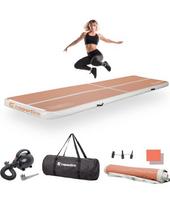 Pripučiamas mankštos kilimėlis inSPORTline Airstunt 400 x 100 x 10 cm Mocha Mousse su elektrine pompa