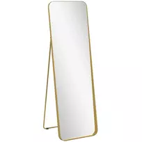 HOMCOM viso kūno veidrodis 160 x 50 cm, pastatomas, atremiamas arba pakabinamas, su metaliniu rėmu ir nedūžtančiu stiklu, skirtas svetainei, miegamajam, prieškambariui, auksinis