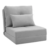 HOMCOM 2-in-1 sulankstomas grindų krėslas-lova su reguliuojamu atlošu, grindų sofa su dekoratyvine pagalvėle, grindų sėdynės pagalvė svetainei, miegamajam, lino audinys, pilka spalva