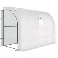 Šiltnamis su Lentynos Langu 300x150x213 cm | Žiemai Atsparus Plieninis Plėvelės Šiltnamis, Sieninis Modelis su UV Apsauga, Skirtas Balkonui, Sodui, Pomidorams, Daržovėms, Gėlėms, Baltas