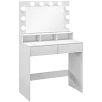 Kosmetinis staliukas su LED apšvietimu, baltas 80 x 40 x 135 cm
