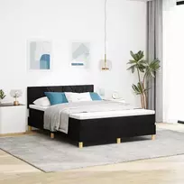 LED Čiužinio Lova su galvūgalio Juodas 140 x 200 cm audinys