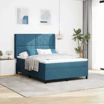 Kiemas lova su LED juostelėmis Mėlyna 140 x 200 cm Aksomas
