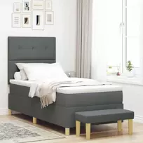Kiemas lova su pagalve Tamsiai pilka 200 x 90 cm audinys