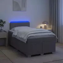 Lova su čiužiniu ir LED apšvietimu Taupe 120 x 200 cm Audinys