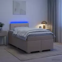 Lova su čiužiniu ir LED apšvietimu Kreminė 120 x 200 cm Audinys