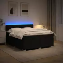 Lova su čiužiniu ir LED apšvietimu Juoda 140 x 200 cm Audinys