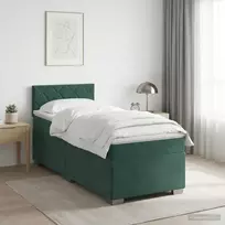 Lova su čiužiniu ir LED apšvietimu Tamsiai žalia 80 x 200 cm