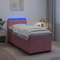 Lova su čiužiniu ir LED apšvietimu Rožinė 90 x 200 cm Aksomas