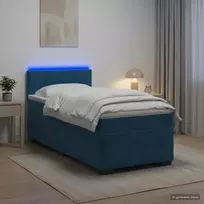 Lova su čiužiniu ir LED apšvietimu Mėlyna 100 x 200 cm Aksomas