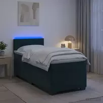 Lova su čiužiniu ir LED apšvietimu Tamsiai žalia 100 x 200 cm