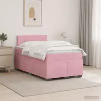 Lova su čiužiniu ir LED apšvietimu Rožinė 120 x 190 cm Aksomas