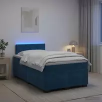 Lova su čiužiniu ir LED apšvietimu Mėlyna 120 x 190 cm Aksomas