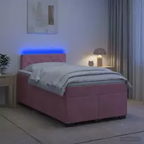 Lova su čiužiniu ir LED apšvietimu Rožinė 120 x 200 cm Aksomas