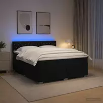 Lova su čiužiniu ir LED apšvietimu Juoda 140 x 190 cm Aksomas