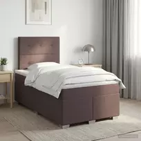 Spyruoklinė lova su čiužiniu Tamsiai rudas 120 x 200 cm Audinys