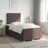 Spyruoklinė lova su čiužiniu Tamsiai rudas 120 x 190 cm Audinys