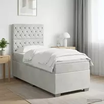 Lova su čiužiniu ir LED apšvietimu Šviesiai pilka 90 x 190 cm