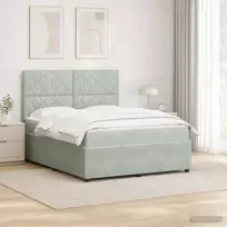 LED lovos čiužinys su LED apšvietimu Šviesiai pilka Aksomas