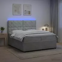 LED lovos čiužinys su LED apšvietimu Šviesiai pilka Aksomas