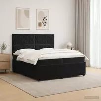LED lovos čiužinys su LED apšvietimu Juoda 200 x 200 cm Aksomas