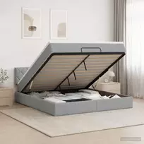 Otmana lova su matracsu ir LED Šviesiai pilka 140 x 200 cm