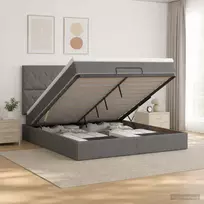 Otmana lova su matracsu ir LED Tamsiai pilka 140 x 190 cm