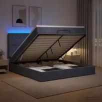 Otmana lova su matracsu ir LED Tamsiai pilka 140 x 190 cm