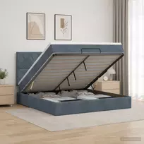 Otmana lova su matracsu ir LED Tamsiai pilka 140 x 190 cm