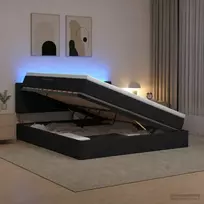 LED saugojimo lova su čiužiniu Juoda 140 x 190 cm Audinys