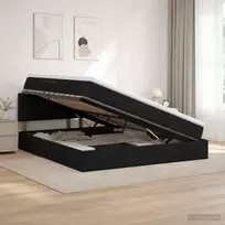 LED saugojimo lova su čiužiniu Juoda 140 x 190 cm Audinys
