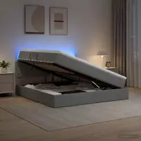 LED saugojimo lova su čiužiniu Tamsiai pilka 140 x 200 cm