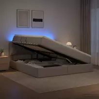 LED saugojimo lova su čiužiniu Taupe 140 x 200 cm Audinys