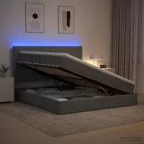 LED saugojimo lova su čiužiniu Tamsiai pilka 140 x 200 cm
