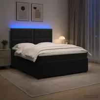 LED lovos čiužinys su LED apšvietimu Juoda 160 x 200 cm Aksomas