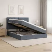 LED saugojimo lova su čiužiniu Tamsiai pilka 140 x 190 cm