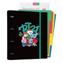 BT21 Street Mood A4 segtuvas su lapais, 4 žiedais ir elastine juostele