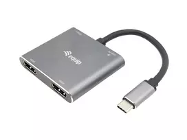 Equip USB-C 4-in-1 Dual HDMI Adapter, USB-C Hub with Dual HDMI USB 3.2 Gen 1 and 100W USB PD, USB-C MST Adapter for Dual Monitors