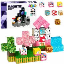 Lean Toys Magnetinių kaladėlių rinkinys su vienaragių motyvais, 50 vnt.
