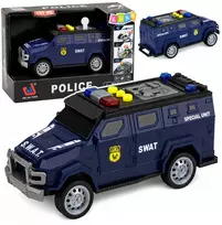 Lean Toys Žaislinis SWAT automobilis su šviesos ir garso efektais, tamsiai mėlynas, 15 × 6,5 × 6,5 cm
