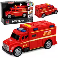 Lean Toys Gelbėjimo automobilis su šviesos ir garso efektais, raudonas, 15,5 × 7 × 5 cm