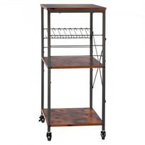 Virtuvinis vežimėlis 60.2x40.2x90.2 cm Juodas metalinis sandėliavimas