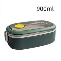 Double Layer Lunch Box Portable Microwave Bento Box Large Capacity Leakproof Food Container With Cutlery Set For Back To School gray